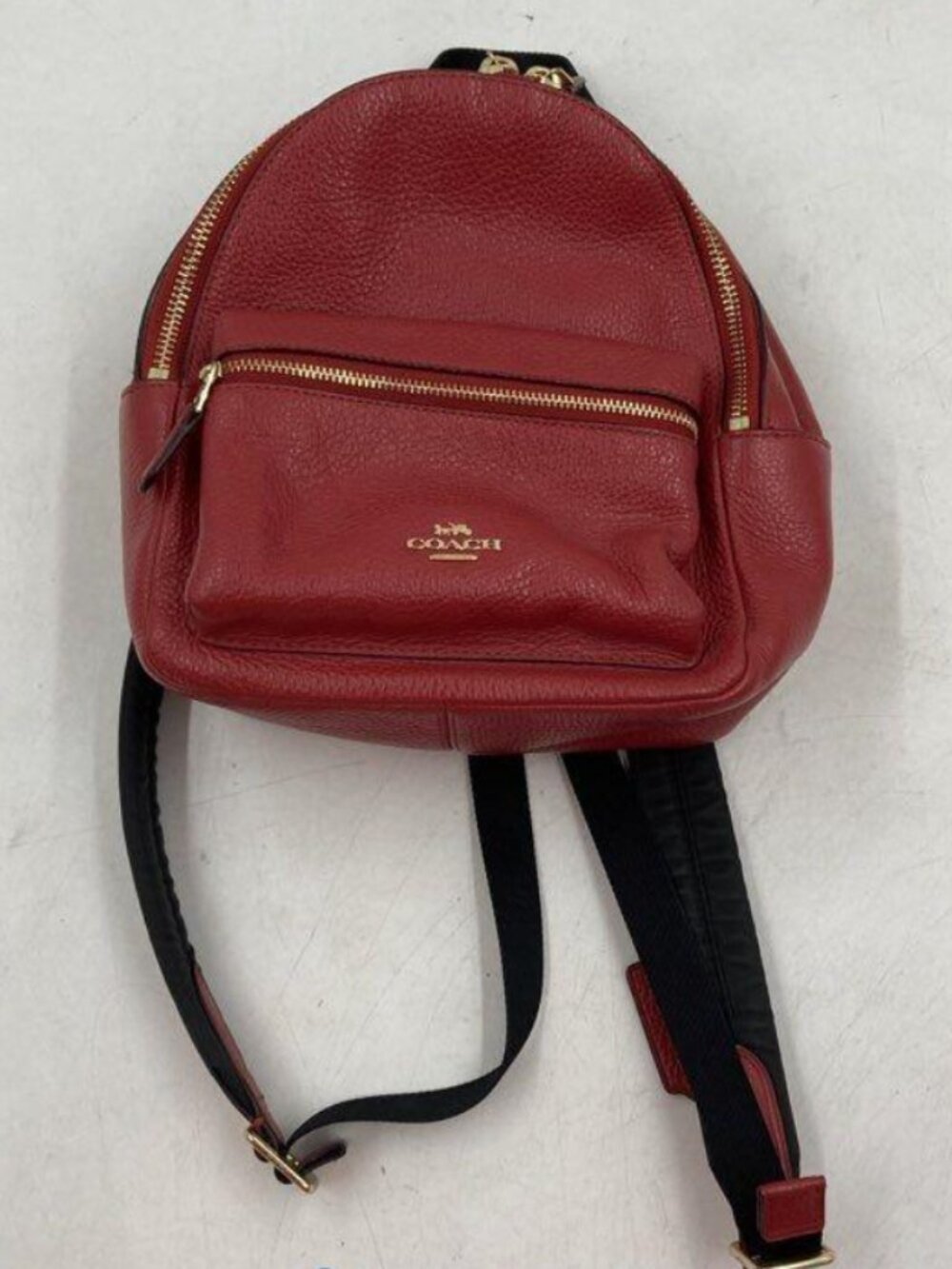 Coach Mini Charlie Backpack True Red Pebbled Leather F38263